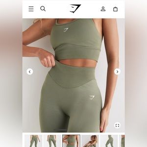 Gymshark Matching Set - Olive Color Leggings and Sports Bra